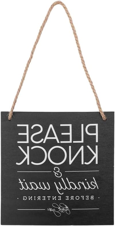 EGoods - Dubbelzijdig deurhanger 'Niet storen', met 'Klop voor service', ambachtelijk houten plaquette 15x15cm