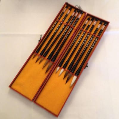 Fine Asianliving Chinese Kalligrafie Penselen Set/10 Luxe Giftbox