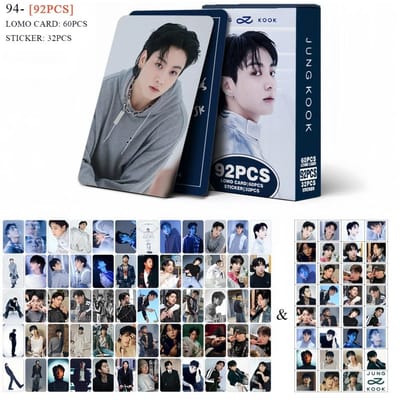 Kpop Jungkook 92 STUKS Kaarten Thematisch Herdenkings HogeDefinitie LOMO Kaart Stof Slijtvast MustHave ontworpen voor Verjaardag Cadeau Fans gray