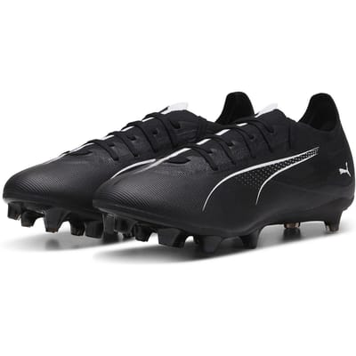 Puma Heren Ultra 5 Match Stevige Grond Voetbalschoenen (Zwart, Wit)