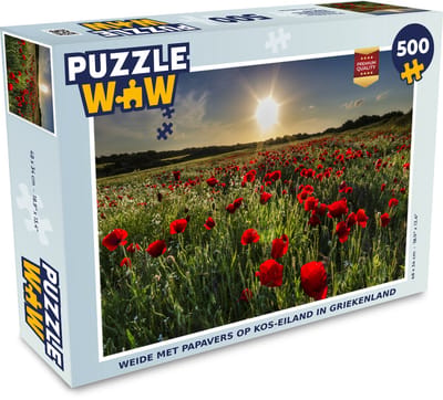 Puzzel Weide met papavers op Kos-eiland in Griekenland - Legpuzzel - Puzzel 500 stukjes