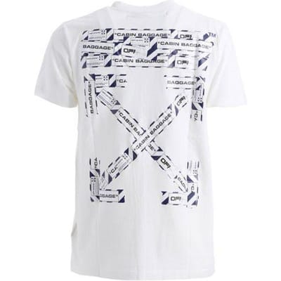 OFF-WHITE Slim Fit Luchthaven Tape Print T-shirt Wit Heren Streetwear OMAA027S201850030188 XL white