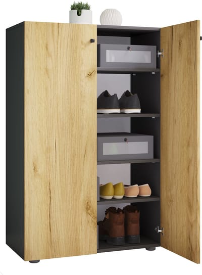 XL houten grote schoenenkast schoenenrek grote laarzen halmeubel Lona 5 vakken