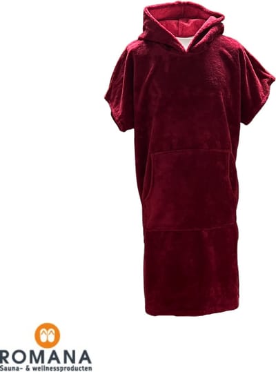 Romana Products Unisex Poncho - Badponcho - Surfponcho - Modieuze Poncho Velvet - Bordeaux Rood - Maat S/M