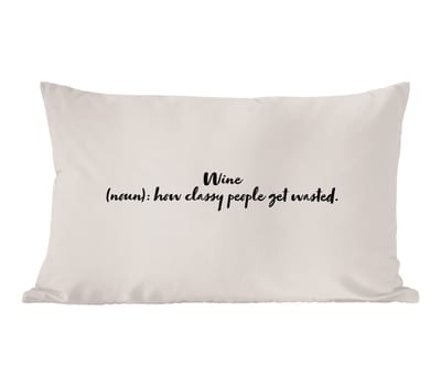 Sierkussens - Kussentjes Woonkamer - 50x30 cm - Quotes - Wijn - Spreuken - Wijn definitie - Woordenboek