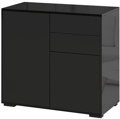 Gutent Dressoir - Kast - met 2 laden - 2 Deuren - Kantelbeveiliging - 79 x 36 x 74 cm - Zwart