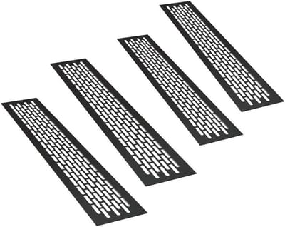 Ventilatierooster Aluminium Rechthoekig Zwart - 4 Stuks - 44 x 8 cm - Ventilatie Afvoer