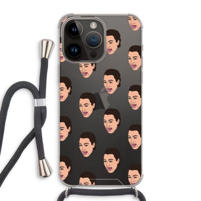 Case Company® - Hoesje met koord geschikt voor iPhone 14 Pro Max hoesje met Koord - Ugly Cry Call - Telefoonhoesje met Zwart Koord - Bescherming aan alle Kanten en Over de Schermrand