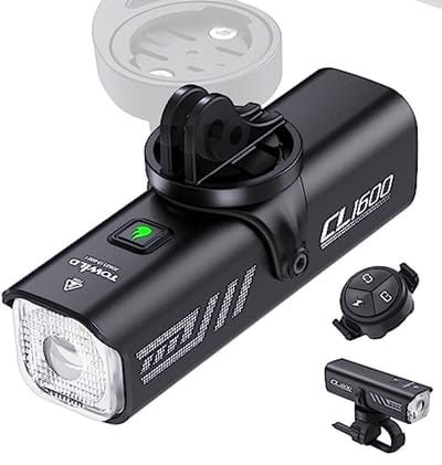 Fietsverlichting met Draadloze Afstandsbediening - 1600 Lumen, Oplaadbare Led-koplamp met 5 Helderheidsniveaus