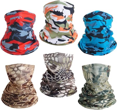 Set van 6 Ademende Bandana Mondmaskers voor Buiten, Wasbaar, Herbruikbaar, Koelend, Bescherming tegen Stof en Wind