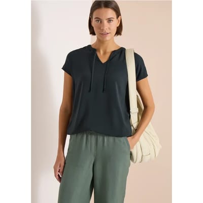 Blouse met korte mouwen en structuurmix