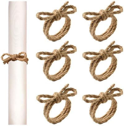 Dailygoods- Servetringen Handgemaakt - Set van 6 - Jute - Rustieke Stijl - Tafeldecoratie - Boho - Gezellig Ontwerp - Tafelaccessoires