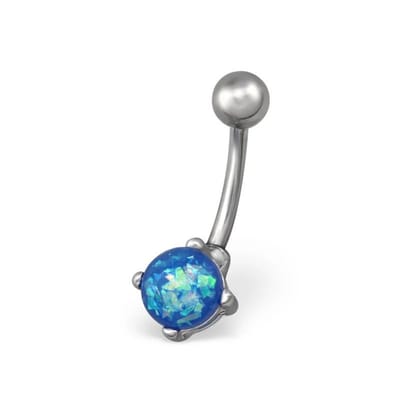 Aramat Jewels | Navelpiercings | Zilverkleurige Blauwe Opaal Navelpiercing | | | |8mm | Staal | Volwassenen | Verkleurd niet