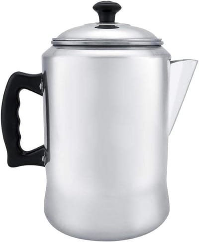 Koffie Percolator - Koffiepot Stove Top - Koffie Zetten - Gepolijst Aluminium - 14x14x24 cm - Zilver