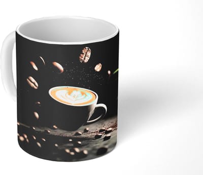 Mok - Koffiemok - Cappuccino - Kop - Bonen - Bruin - Mokken - 350 ML - Beker - Koffiemokken - Theemok