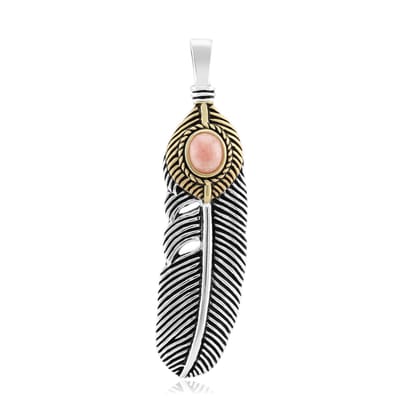 Cavill - Zilveren Hanger - 925 Sterling Zilver - Rhodochrosiet Ovaal Cabochon 0.94 ct - Boho Veer Design - Dames Sieraden 53x15 mm