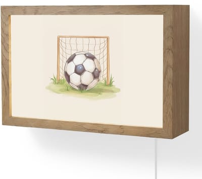 Wandlamp 30x20 cm - Oplaadbaar - Voetbal - Goal - Gras - Beige - Wandlampen binnen woonkamer - Slaapkamer lamp met kabel - Decoratieve nachtlamp - Vloerlamp snoer