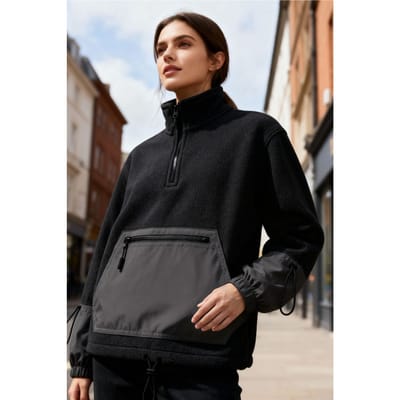 Overmaatse Pluche Half-Zip Sweater