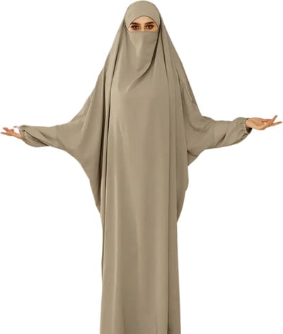 Bovista Islamitische Kleding - Djellaba Dames - Moslim Kleding - Arabisch Dames Kaftan - Alhamdulillah - Khaki