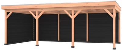 Douglas overkapping, 750 x 400, met zwarte achterwand en zijwand, Westwood Comfort Plus