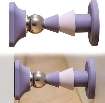 Effectieve Magnetische Deurstopper van Silicoon - Geen Boren Nodig, Ideaal voor Slaapkamer en Badkamer, Beschermt Muren en Vloeren (Paars)