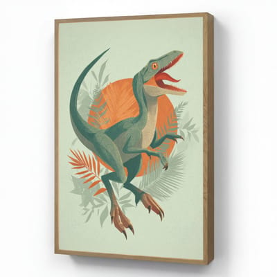 Nachtlampje 70x100 cm - Kinder lamp - Dino - Bladeren - Grafisch - Groen - Tafellamp kinderkamer draadloos - Slaapkamer lampje - Bedlamp kinderen - Kinderlampje - Wandlamp babykamer - Nachtlampjes