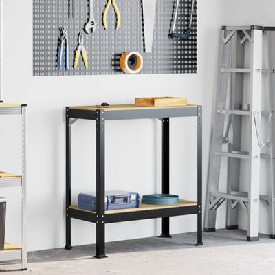 vidaXL - Werkbank - Zwart - 81 - x - 41 - x - 91 - cm - Samengesteld - Hout - en - Metaal