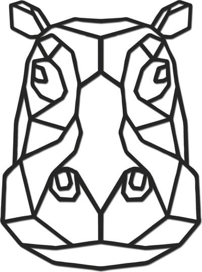Hout-Kado - Nijlpaard - Large - Zwart - Geometrische dieren en vormen - Hout - Lasergesneden- Wanddecoratie