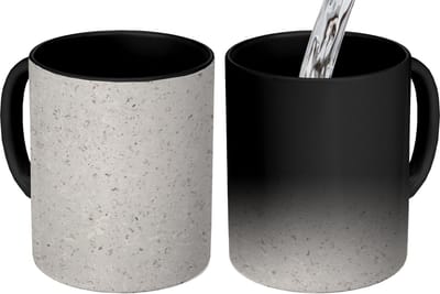 Magische Mok - Foto op Warmte Mokken - Koffiemok - Graniet - Grijs - Patroon - Design - Wit - Magic Mok - Beker - 350 ML - Theemok