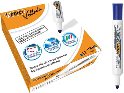 BIC® Velleda 1711 Whiteboardmarker, Ronde Punt, 1,9 mm, Blauw (doos 12 stuks)