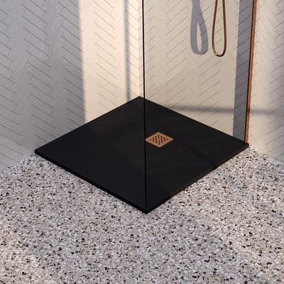 Brauer Asteroid Douchebak - 100 x 100 cm - Mineraalmarmer - Mat Zwart - Antislip - Antibacterieel