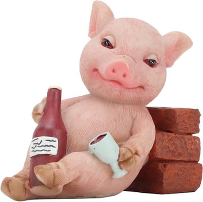 JGS Premium - Pig Standbeeld Miniatuur Varken Beeldje Verzamelbaar Decor Resin Varkentje Realistisch Standbeeld voor Thuis Dierentuinfeest Micro Landschap Decoratie