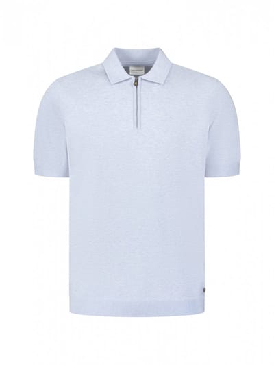 No Excess Pullover short sleeve polo zip mela blue