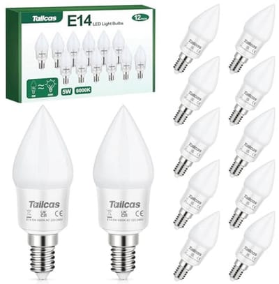 E14 Ledlampen 5W Koudwit 6000K - 40W Vergelijkbaar - 450 Lumen - Set van 12