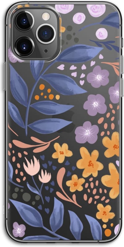 Case Company® - Hoesje geschikt voor iPhone 11 Pro hoesje - Flowers with blue leaves - Soft Cover Telefoonhoesje - Bescherming aan alle Kanten en Schermrand