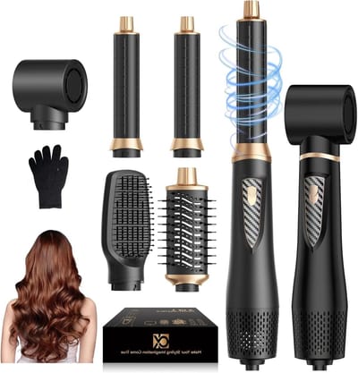 Haarstyler set - Luchtstyler krultang - Haar stylen volume - 5-in-1 multifunctioneel - 1000 W - Zwart