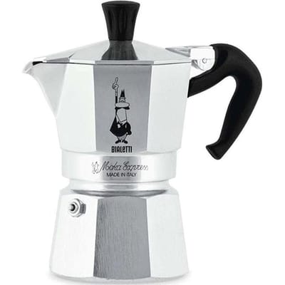 Cafetiere italienne - BIALETTI - Moka Express - Tous feux sauf induction - 2 tasses - 90 ml - Inox