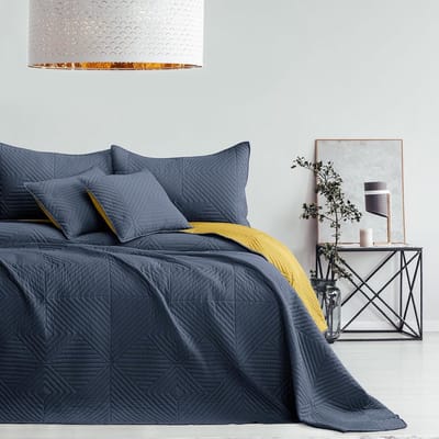 Sprei antraciet honinggeel 200 x 220 cm bedsprei dubbelzijdig ultrasoon stiksel polyester softa