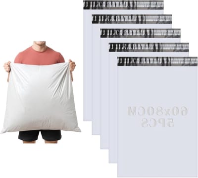 SnelShoppen - 5 Stuks Grote Verzendzakken 60 x 80 cm - Zelfklevende Opaque Plastic Verzendtassen - Waterdicht voor Kleding, Dekens en Meer