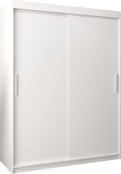 InspireMe - Kledingkast met 2 schuifdeuren, Modern-stijl, Kledingkast met planken (BxHxD): 150x200x62 - TORM 150 Wit Mat