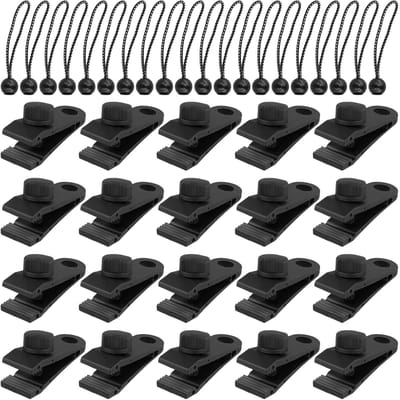 Dailygoods- Dekzeilclips Set 40 Stuks - Zware Dekzeilclips - Bungeekoorden - Multifunctionele Luifelclip - Campingaccessoires - Robuuste Kunststof Constructie - Zeilclips