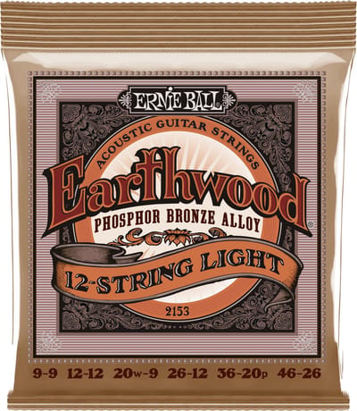 Ernie Ball 2153 Earthwood Fosforbrons Akoestische Gitaarsnaren 12-Snarig Light (9–46)