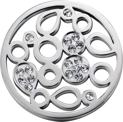 Quiges - Munthouder Munt 25mm RVS met Zirkonia Druppels Zilverkleurig - EPRS087