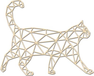Decoratief Beeld - Geometrische Kat/poes Dieren - Hout - Hout-kado - 55 X 44 Cm