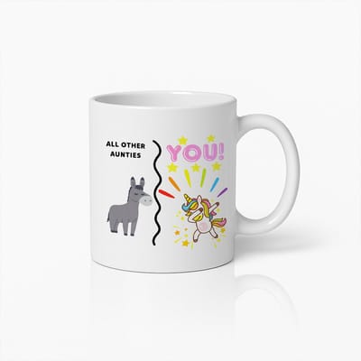 Grappige Tante Mok – Uniek Eenhoorn Ontwerp “Alle Andere Tantes Jij!” Cadeau voor Speciale Tante