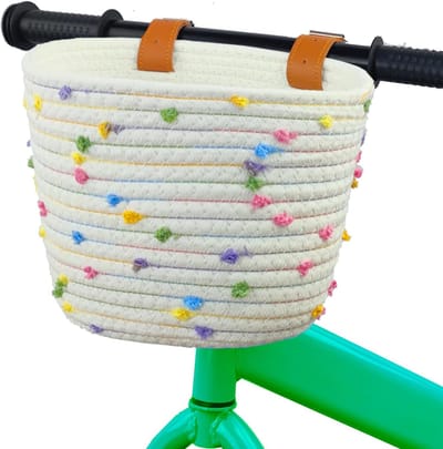 Verstelbare fietsmand, stuurtas voor de step, schattige fietsmand voor op het stuur, geschikt voor jongens, kinderen, tieners en jongeren; handige opbergtas voor fietstochten, uitstapjes in de buitenlucht, woon-werkverkeer en dagelijkse boodschappen