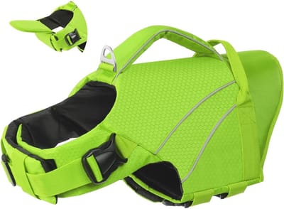 Honden Reddingsvest - Zwemvest Hond - Veiligheid op water - Afneembare kinsteun - Borstomvang 58-75cm - Groen