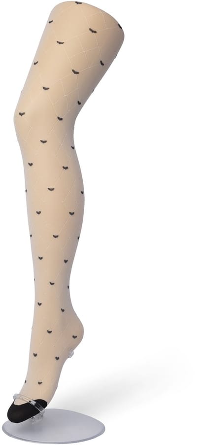 Bonnie Doon Dames Hartjes Panty 30 Denier Off White maat S/M - Hartjes en Ruitjes - Chique Panty - Hart Dessin - Brede Boord - Comfort - Geruite Print - Little Hearts Tights - Feestelijk - Gebroken Wit - Ecru - Crème - Ivory - BP201905.250