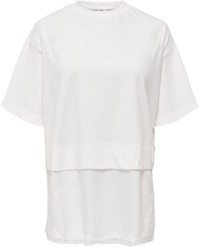 Only T-shirt Onlmexa S/s Tee Lace Top Wvn 15382176 Cloud Dancer Dames Maat - XL