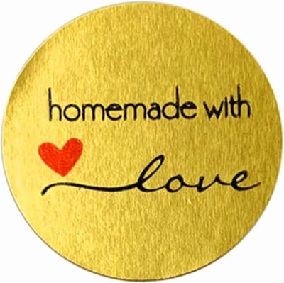 Stickers rond "Multiplaza"- 50 stuks - HANDMADE WITH LOVE - GOUD - hobby - bedrijf - webshop - bestellingen - brief - pakket - verkoop